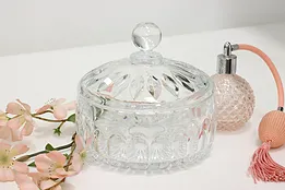 Traditional Vintage Cut Glass Covered Candy Bowl or Key Dish #48968