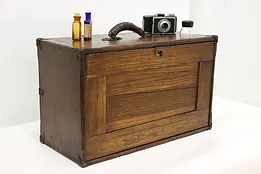 Farmhouse Oak Antique Machinist, Jewelry or Collector Chest #51828