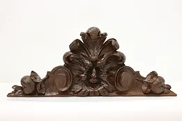 Renaissance Antique Carved Walnut Salvage Crest, Green Man #52941