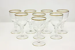 Set of 8 Vintage Etched Seagull Wine Glasses, Lyngby Denmark #48981