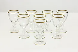 Set of 8 Vintage Danish Etched Seagull Sherry Goblets Lyngby #48983