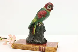 Farmhouse Antique Painted Cast Iron Parrot Door Stop #52833