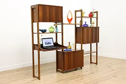 Midcentury Modern Vintage Bar, Bookcase & Desk Wall Unit #51959