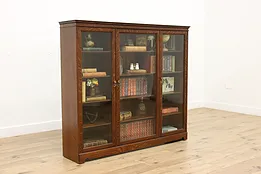 Victorian Antique Triple Oak Office Library Bookcase Revell #52953