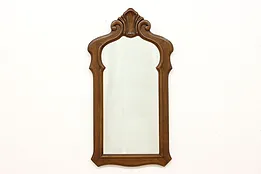 Tudor Design Vintage Carved Pecan Wall Mirror, Shell Crest #52674