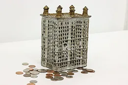 Apartment Building Antique Painted Cast Iron Coin Bank #50544