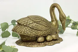 Farmhouse Vintage Brass Mother Goose & Babies Sculpture #51716