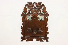 Victorian Antique Walnut Wall Pocket, Carved Birds, Variety #52593