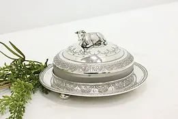 Victorian Antique Silverplate Butter Dish, Cow Sculpture, GM #52186