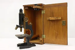 Industrial Antique Laboratory Microscope & Case, Spencer #52431