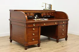 Traditional Antique Walnut Roll Top Office Desk, Doten #53152