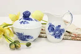 Danish Vintage Blue Flower Sugar & Creamer Set, Royal #53186