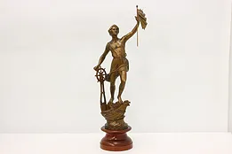 Ship Captain Sculpture French Antique Bronzed Statue 27" #49602