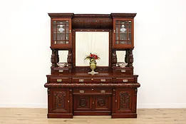 Victorian English Antique Mahogany Backbar Sideboard, Hall #52523