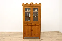 Farmhouse Vintage Pine Kitchen Cabinet or Pantry Cupboard #53096