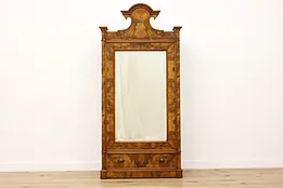 Italian Antique Venetian Olivewood Armoire Wardrobe, Mirror #52903