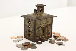 Victorian Painted Cast Iron Antique Bank Building Coin Bank #50531