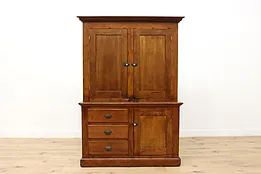 Victorian Farmhouse Antique Pine Cupboard Pantry Cabinet #53105