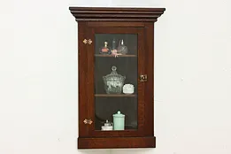 Arts & Crafts Antique Oak Wall Corner Cupboard Bath Cabinet #52053