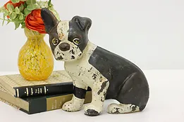 Boston Terrier Dog Antique Painted Cast Iron Door Stop #51836