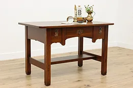 Craftsman Oak Antique Library Table or Office Desk, Imperial #53149