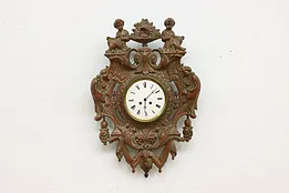 Victorian Antique French Cast Iron Wall Clock, Cherubs #50999