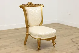 French Rococo Design Antique Carved Gilt Side Chair #53329