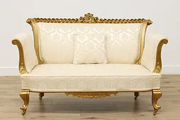 French Rococo Design Antique Carved Gilt Settee or Sofa #53332