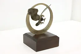 Striking Eagle Statue Vintage Bronze Sculpture, Shoop #52911