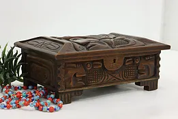 Mayan Carved Mahogany Vintage Jewelry Keepsake Box Honduras #53320