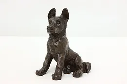 German Shepherd Puppy Vintage Bronze Finish Sculpture #53292