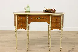 Country French Vintage Painted Flowers Kidney Shape Desk #52804