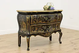 French Bombe Vintage Lacquer Chinoiserie Chest, Widdicomb #53357