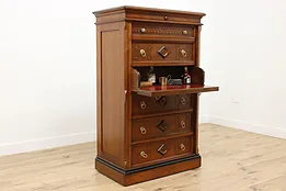 Victorian Eastlake Antique Side Lock Chest & Secretary Desk #53366