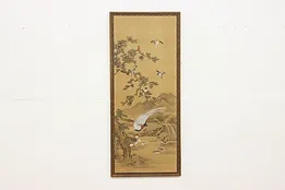 Jungle Birds Antique Original Japanese Silk Painting, 50" #52776