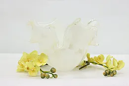 Italian Art Glass Flower Centerpiece Bowl White Cristal #53009