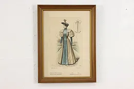 French Antique Fashion Magazine Lithograph Print 18" #53402