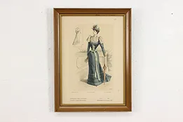 French Antique Fashion Magazine Lithograph Print 18" #53403