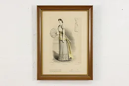 French Antique Fashion Magazine Lithograph Print 18" #53405