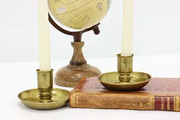 English Antique Brass Military Travel Candleholders #51535