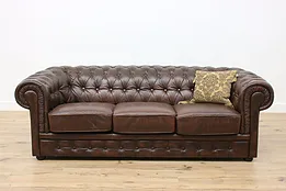 Chesterfield Vintage Tufted Espresso Leather Sofa or Couch #53499