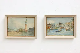 Pair of Italian Venice Original Oil Paintings 15" #53408