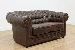 Chesterfield Vintage Tufted Espresso Leather Loveseat #53500