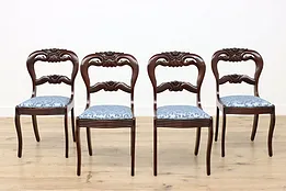 Set of 4 Victorian Vintage Carved Mahogany Dining Chairs #53032