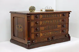 Merrick Antique Victorian Oak Spool Cabinet or Jewelry Chest #53268