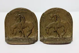 Pair of Antique Bronzed Iron "End of the Trail" Bookends #50252