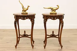 Pair French Vintage Rosewood & Marquetry Entry Hall Tables #50687