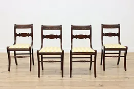 Set of 4 Traditional Vintage Birch Dining Chairs, New Fabric #53334