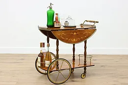 Italian Marquetry Vintage Rolling Bar, Tea or Dessert Cart #53355