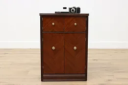 Art Deco Vintage Mahogany Chairside Bar Cabinet or End Table #53196